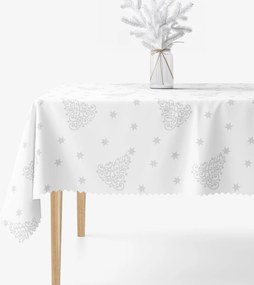 Goldea vianočný hranatý teflónový obrus - strieborné vianočné stromčeky a hviezdičky 80 x 80 cm
