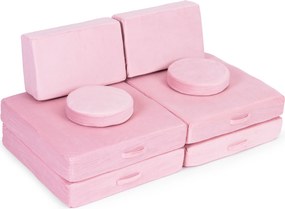 DIY veľká skladacia modulárna pohovka pre deti 8 mäkkých vankúšov - ružová ECOTOYS