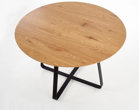 AKCIA Čierny jedálenský stôl s dubovou doskou NOCTURNE 120x120 II. akosť