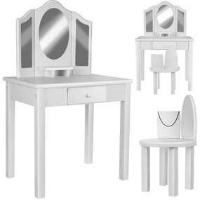 Kruzzel 11286 Biely toaletný stolík so stoličkou a zrkadlom