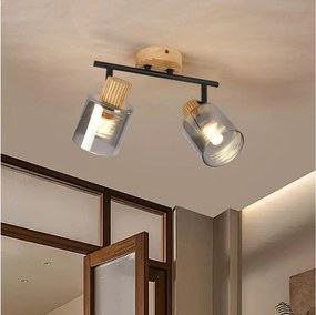 Brilagi - Bodové svietidlo HYGGE 2xE14/15W/230V drevené/dymové