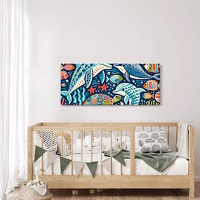 Obraz – Kreslené vodné zvieratká (120x50 cm)