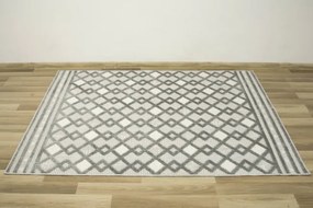 Šnúrkový koberec Stella D418A - Romby Aztec sivý / strieborný