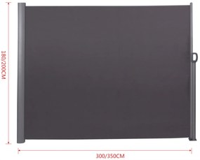 Bočná markíza Lovington - 180 x 300 cm, hliník antracit