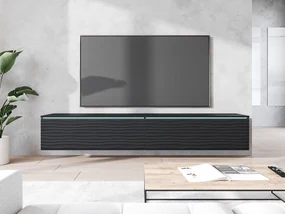 TV stolík/skrinka Dlone 180 MDF, Farby: czarny / czarna fala, Osvetlenie: osvetlenie LED biele