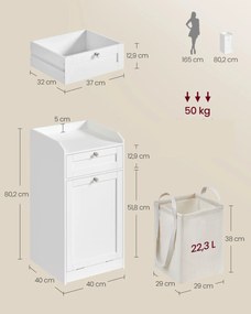 Koupelnová skříňka s košem na prádlo Vasagle Clark bílá