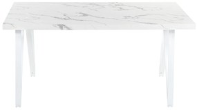 Jedálenský stôl s mramorovým efektom 160 x 90 cm biela/sivá GRIEGER Beliani