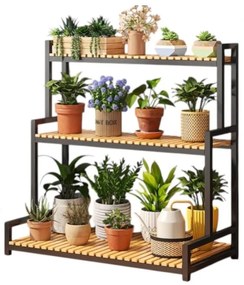 Kovový stojan na rastliny 3-poschodová polica na kvety v loft štýle 95 cm