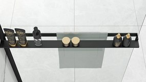 Rea Bler, sprchová zástena 80x195 cm, 8mm číre sklo, čierny matný profil + polica a vešiak EVO, 40910