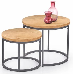 Súprava stolíkov Oreo dub zlatý/čierna 2 ks