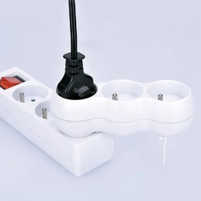 SOLIGHT Rozbočovač s podperou, 3 x 10A, biela
