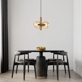 Luster na lanku ROLLO 3xE14/5W/230V zlatá/dymová béžová