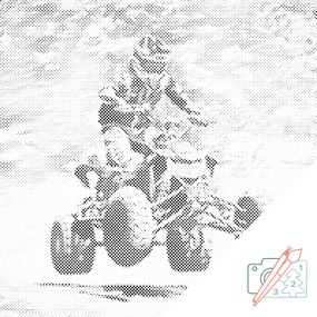 Gario Bodkovanie Adrenalín na štyroch kolesách Rozmery: 50 x 50 cm, Rámovanie: S vnútorným rámom, Farba bodiek: Modrá