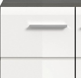 Skrinka Salsa, 60 cm, šedý dub/biela lesk