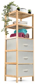 G21 Bambusový regál s košíkmi, 5 políc, béžová, 5 poschodí