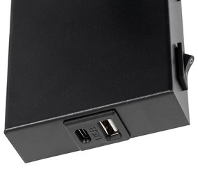 Moderná nástenná lampa čierna s nastaviteľným USB - Croft