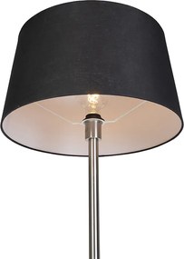 Moderná stojaca lampa oceľ s čiernym tienidlom 45 cm - Simplo