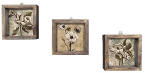 Súprava 3 nástenných obrazov Vintage, 15 × 15 cm
