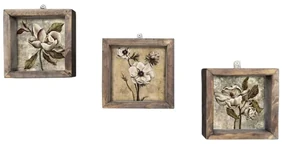 Súprava 3 nástenných obrazov Vintage, 15 × 15 cm