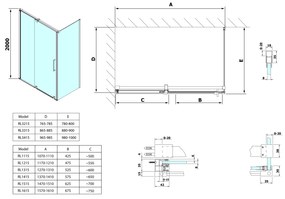 Polysan Polysan, ROLLS LINE obdĺžniková sprchová zástena 1400x900 mm, L/P varianta, číre sklo, RL1415RL3315