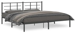 Kovový rám postele s čelom čierny 200x200 cm 355568