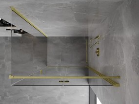 Mexen Mist-F T, 1-krídlový skladací sprchový kút pravý 75 x 100 cm, číre sklo, zlatý matný profil, 8A6T-075-100-55-00-P
