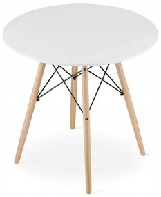 Jedálenská zostava TODI 80cm okrúhly stolový set biely + 4 stoličky LAGO zelené