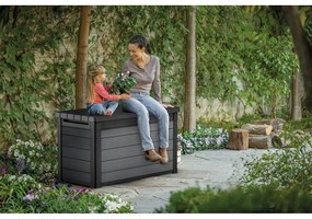 Tmavosivý plastový záhradný úložný box Cortina – Keter
