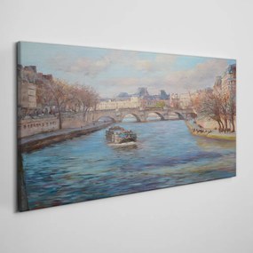 Obraz canvas Mesto riečny most strom