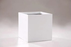 Kvetináč BLOCK, sklolaminát, 50x50x50 cm, biely mat