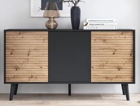 Široká skrinka Willow, čierna/dub artisan%