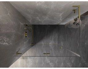 Mexen Lunar-F L, 1-krídlový sprchový kút so skladacími dverami, ľavý, 85 x 70 cm, 8mm číre sklo, zlatý matný profil, 836L-085-070-55-00-L