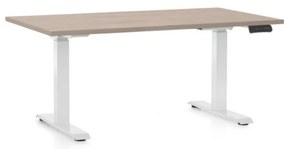 Výškovo nastaviteľný stôl OfficeTech C, 120 x 80 cm, biela podnož, dub