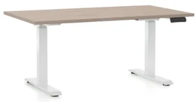 Výškovo nastaviteľný stôl OfficeTech C, 120 x 80 cm, biela podnož, dub