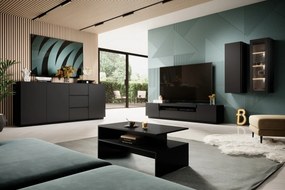 TV stolík Loftia 200 cm s otvorenou policou - čierna / čierny mat