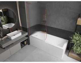 Mexen Next L, 1-krídlová vaňová zástena 90 x 150 cm, 6mm sklo s rebrovým vzorom, medený profil, 895-090-000-03-09-65