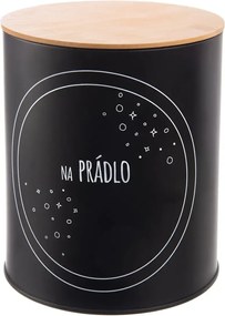 Orion Plechová dóza, čierna, s bambusovým vekom, NA PRÁDLO, 3,3L