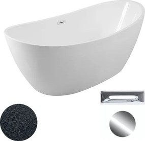 Besco Akrylátová voľne stojaca vaňa Ayla Glam G 170x80 BESCO-Typ výpuste: Click-Clack s prepadom, chróm, BESCO-Rozmery: 170x80, BESCO-Farba: Biela/gr…