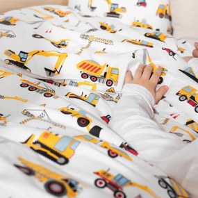 Goldea detské bavlnené obliečky - nákladné autá a bagre 140 x 200 a 70 x 90 cm