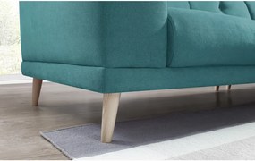 Modrá rohová pohovka s podnožkou Bobochic Paris Luna