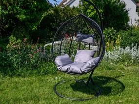 Čierne závesné kreslo KOKON so stojanom