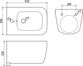 Mexen STELLA, závesný bidet, 51 x 35 cm, biela, 35685100