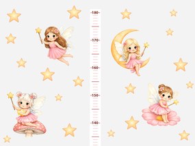 Meter ružovej víly nálepky na stenu pre dievčatá výška 160 cm