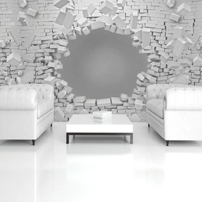 Fototapeta - 3D explózie tehlové múry (254x184 cm)