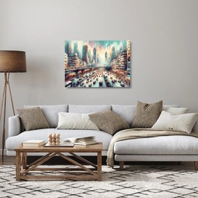 Sklenený obraz - Život veľkomesta (70x50 cm)