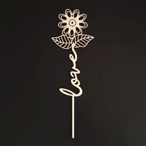 AMADEA Drevený zápich kvetina - Love, dĺžka 28 cm