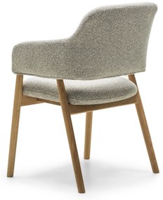 Čalouněné jídelní křeslo Sanremo bouclé světle šedé/dub přírodní