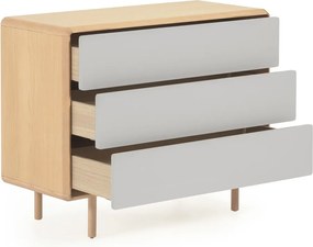 Sivá/v prírodnej farbe komoda v dekore jaseňa 99x78,5x42 cm Anielle – Kave Home