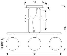 Luster na lanku SOMUL 3xG9/20W/230V dymovo čierny