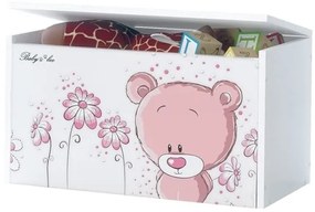 Raj posteli Box na hračky -  Ružový macko biela